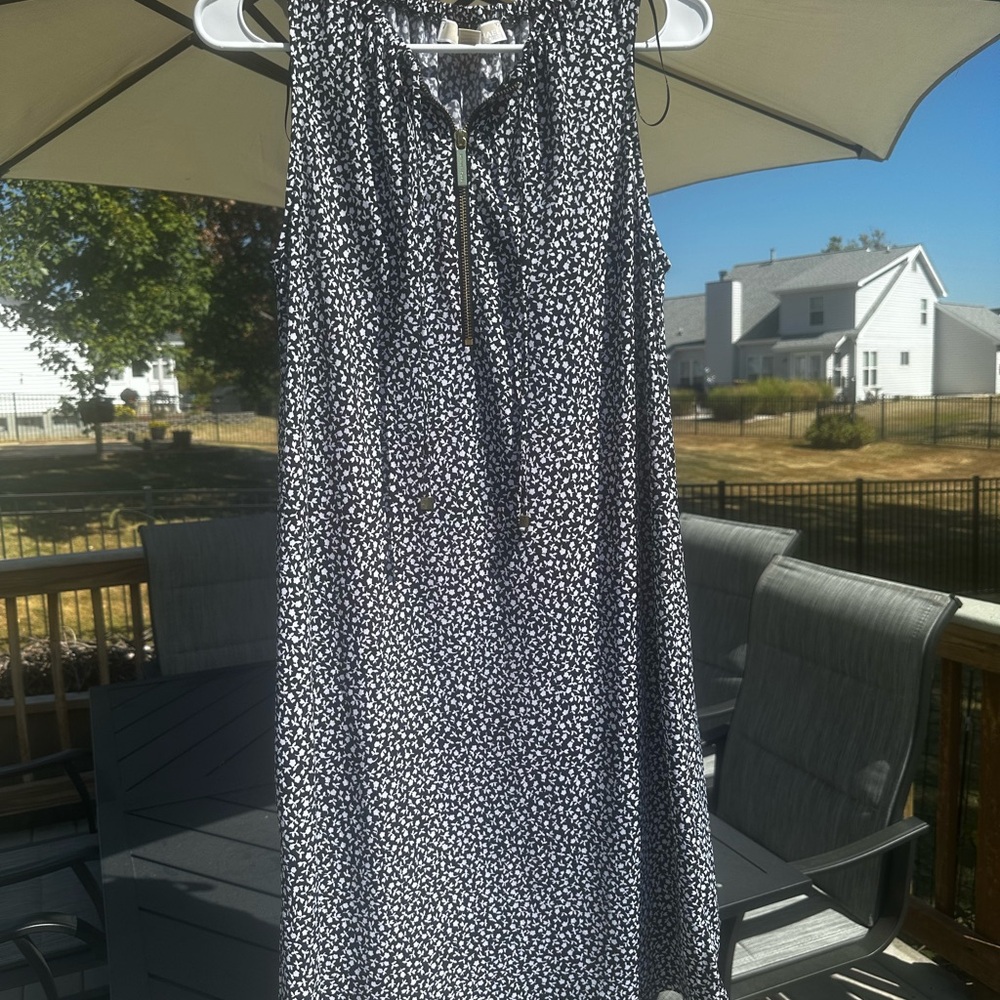 Michael Kors Black and White Midi Dress